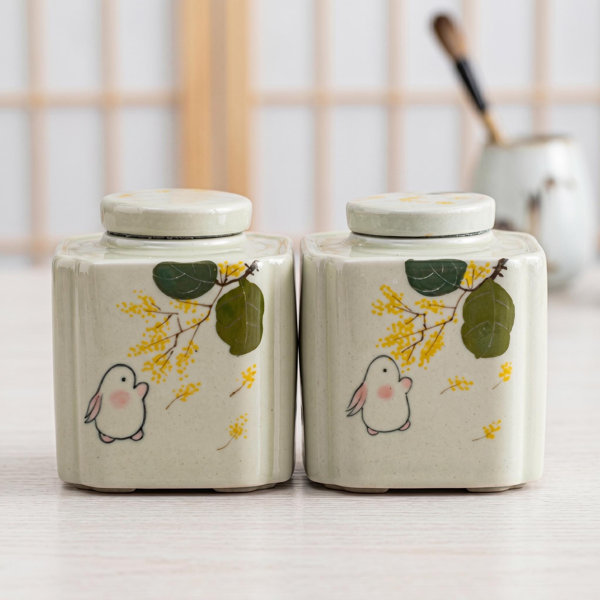 Hand Painted Ceramic Tea Canister