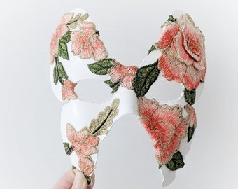 WILD ROSE butterfly mask - embroidered lace papillon masquerade mask