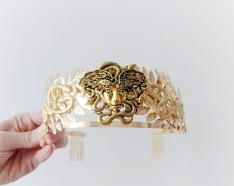 MEDUSA tiara - gold circlet crown - gorgon cosplay