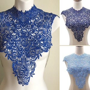 PATRICIA lace choker collar top royal and navy blue