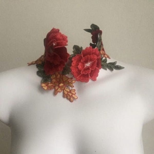 Geraniums floral lace choker collar