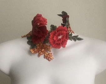 Geraniums floral lace choker collar