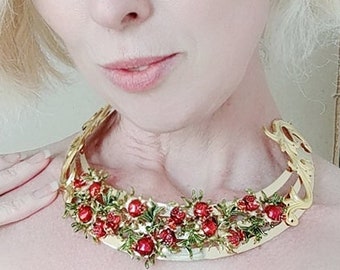 Persephone torque - choker collar necklace pomegranates