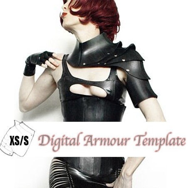 Pauldron  shoulder armour PATTERN - XS/Small - digital template - cosplay - hand-drawn DIY - 8.5x11 format