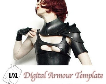 Pauldron  shoulder armour PATTERN - Large/XL - digital template for leather or foam - cosplay - hand-drawn DIY 8.5x1 1
