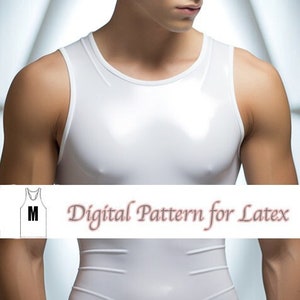 Latex men's tank top PATTERN - Medium - digital template - hand-drawn DIY