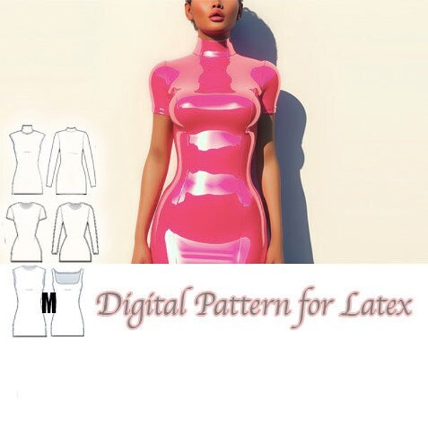 Latex Mini Dress PATTERN bundle - Medium - digital template - hand-drawn DIY