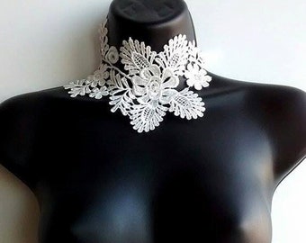 ROSE choker - lace collar necklace - black and white - bridal