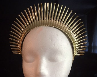 GALA crown - gold angel costume headpiece tiara headband - gold and silver