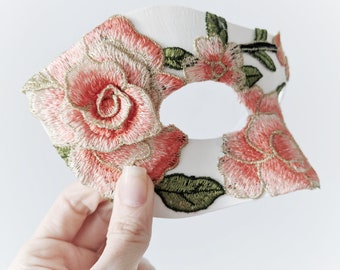 WILD ROSE columbina mask - embroidered lace masquerade mask