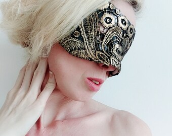 SPLENDOR columbina mask - embroidered lace masquerade mask - blind mask option