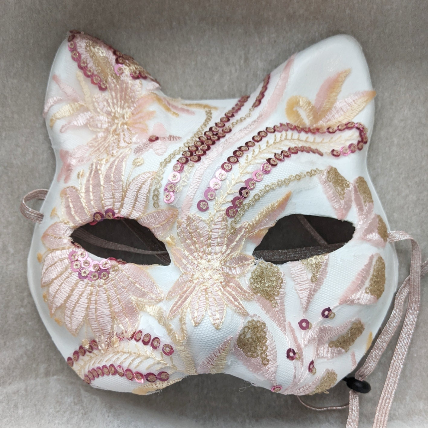 True Romance Paper Mache White Cat Mask Cat Costume Kitty Mask