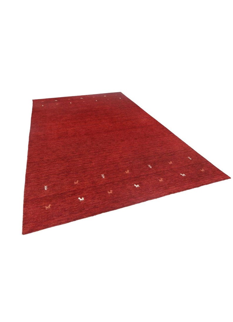 Premium Red Gabbeh Handloom Area Rug | Minimalist Tribal Wool Carpet ...
