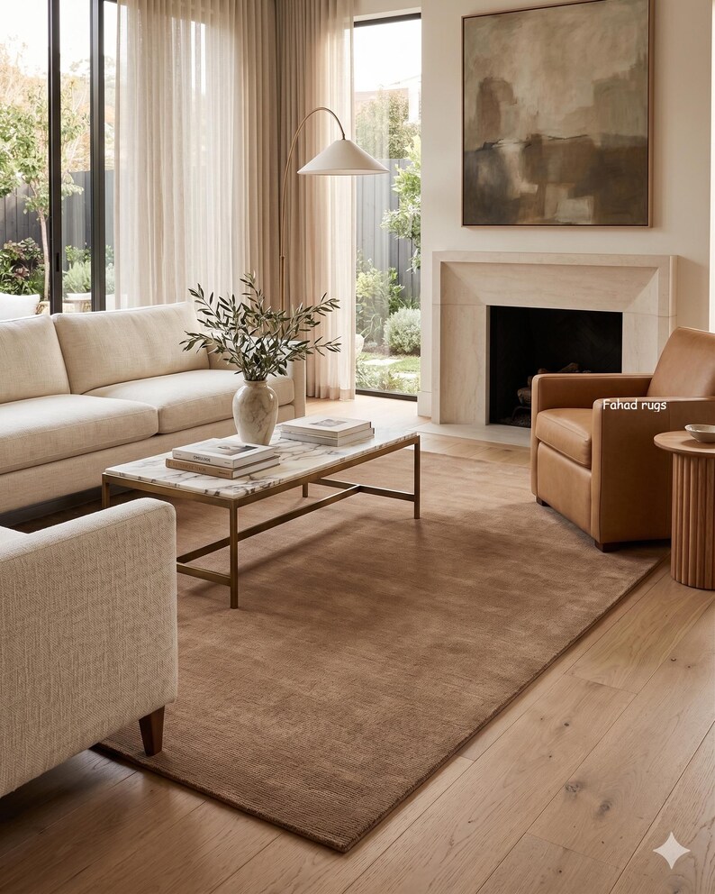 Rust Camel Rug Solid Camel Hand-tufted Area Rug | Plush Modern Living Room Carpet - Etsy