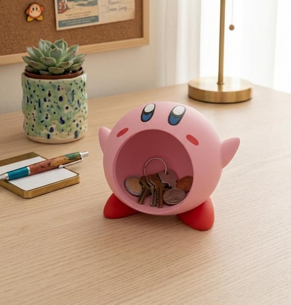 Vide-poche Kirby Pokémon kawaii | Rangement geek | Cadeau gamer | Décoration Nintendo | Kirby trinket dish | Cute Pokémon desk organizer