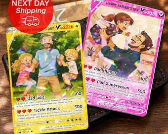 Personalized Dad Card Fathers Day | Custom Anime Trainer Card Gift for Dad | Gamer Dad Gift from Kids | Acrylic Card for Him