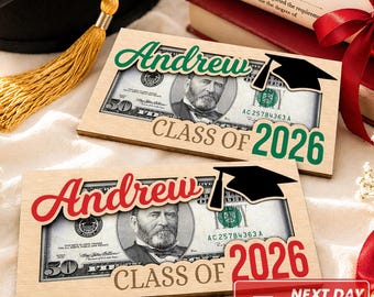 Personalized Graduation 2026 Money Holder Gift, Custom Gift for Grad Student, Gift for High School Senior, Custom Grad Name Cash Holder MH12