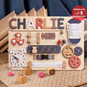 Montessori Toys, Personalized Baby Busy Board, Custom Name Puzzle, Gift for Boy or Girl, First Birthday Gift, Baby Shower, Gifts For Kids