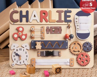 Montessori Toys, Personalized Baby Busy Board, Custom Name Puzzle, Gift for Boy or Girl, First Birthday Gift, Baby Shower, Gifts For Kids