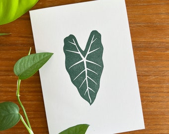 Plant Notecards | Plant Leaf Greeting Card 5x7 | Set of 3 | Hand Carved | Block Print