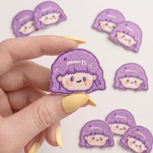 Écusson brodé fille mignonne, écusson personnage kawaii, appliqué auto-adhésif, décoration DIY, LunarOrn