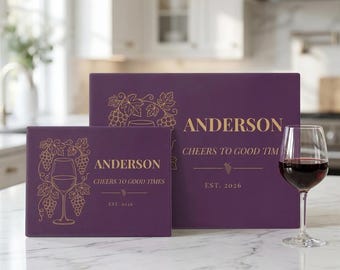Personalized Wine Cutting Board, Cheers Good Times Kitchen Decor, Custom Family Name, Wine Lover Gift, Charcuterie Board, Established Year