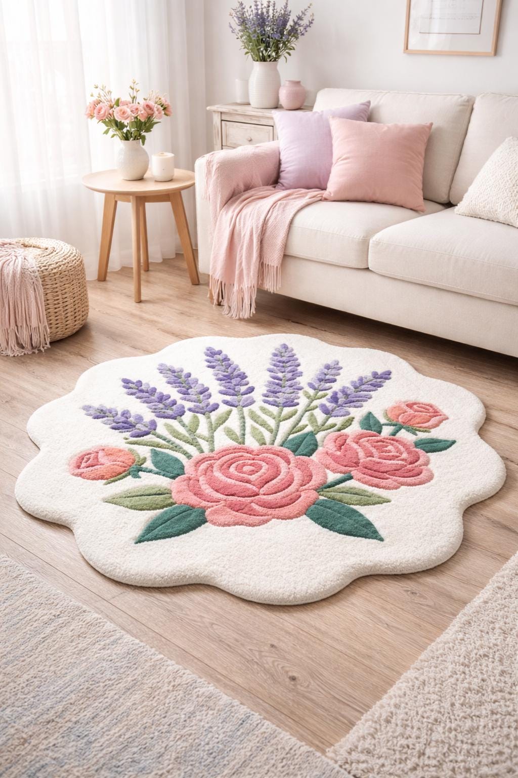 Floral Shaped Rug – Lavender & Rose Cottagecore Decor - Etsy