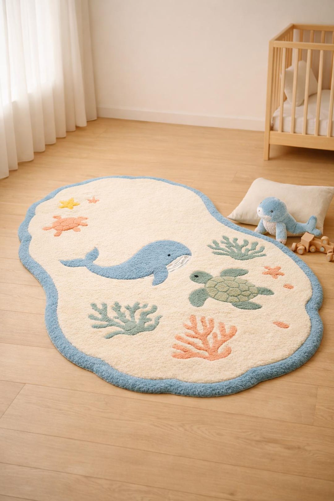 Wool Kids Rug – Ocean Theme, Whale & Turtle Nursery Carpet - Etsy