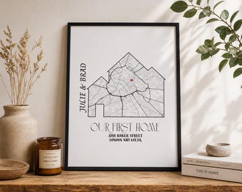 Gepersonaliseerde kaartafdruk, kunst aan de muur aangepaste locatie, minimalistisch interieur