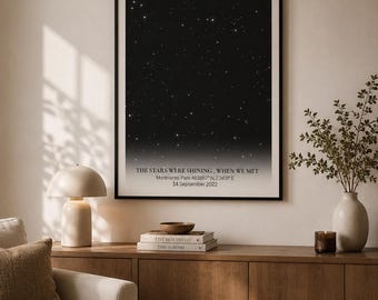 Aangepaste sterrenkaartprint – gepersonaliseerde nachtelijke hemelposter, verjaardagscadeau