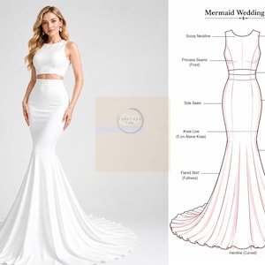 Mermaid Wedding Dress Sewing Pattern | Corset Bodice Bridal Gown (PDF Download)