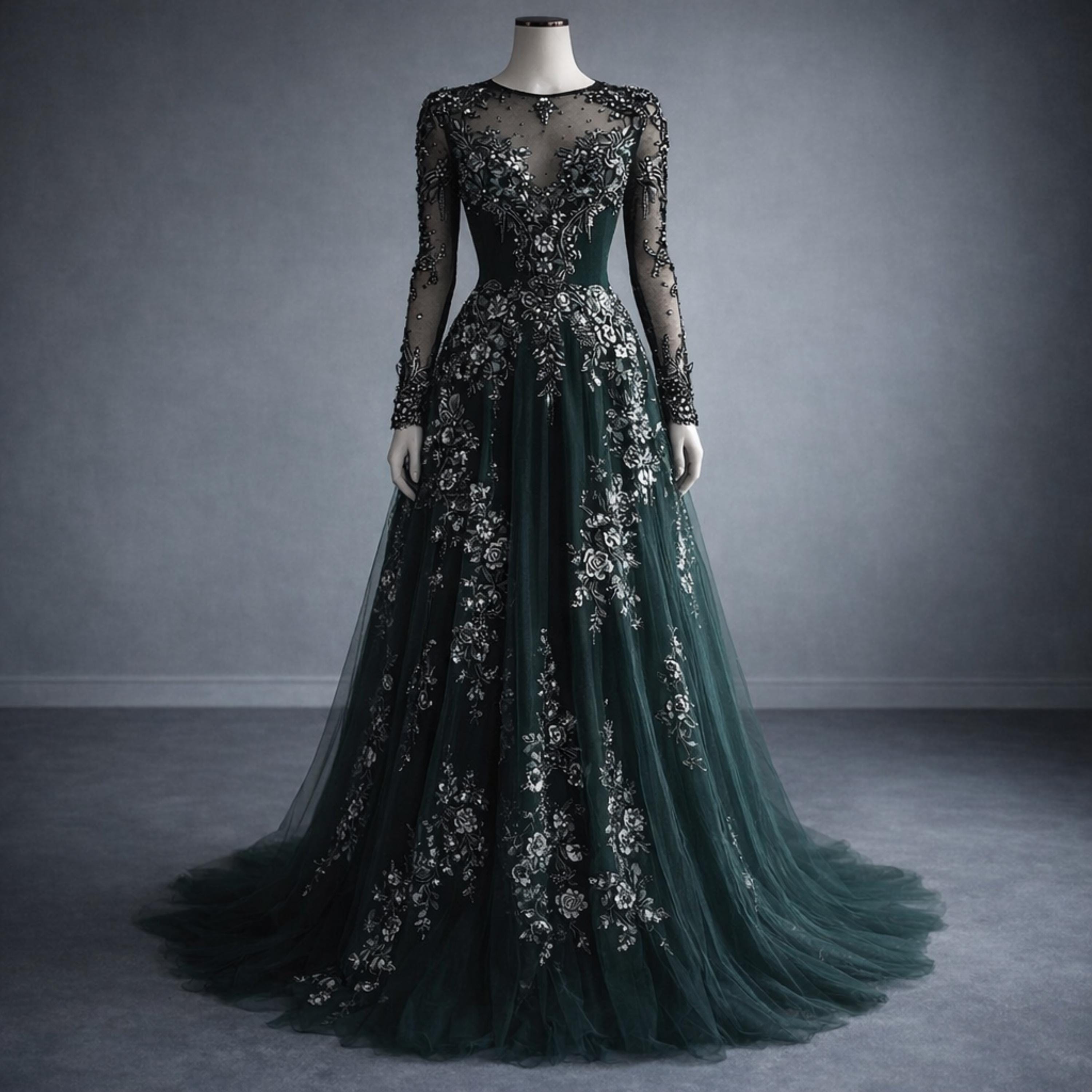Black and Green Gothic Wedding Gown - Etsy