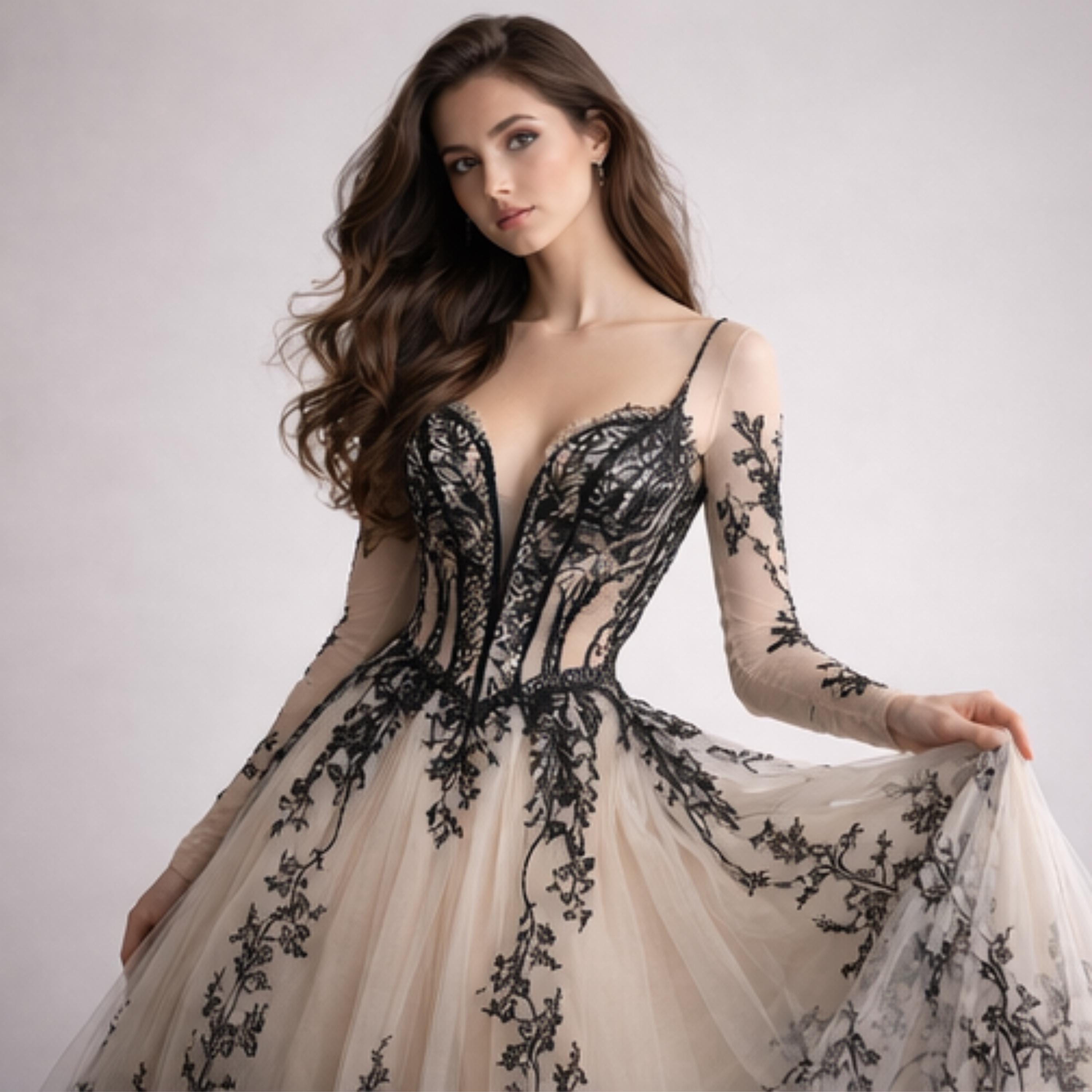 Black Wedding Dress, Gothic Tulle Wedding Dress, Dark Fairytale A Line ...