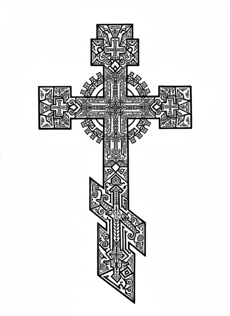 Dibujos para colorear de la cruz tribal ortodoxa - Etsy España