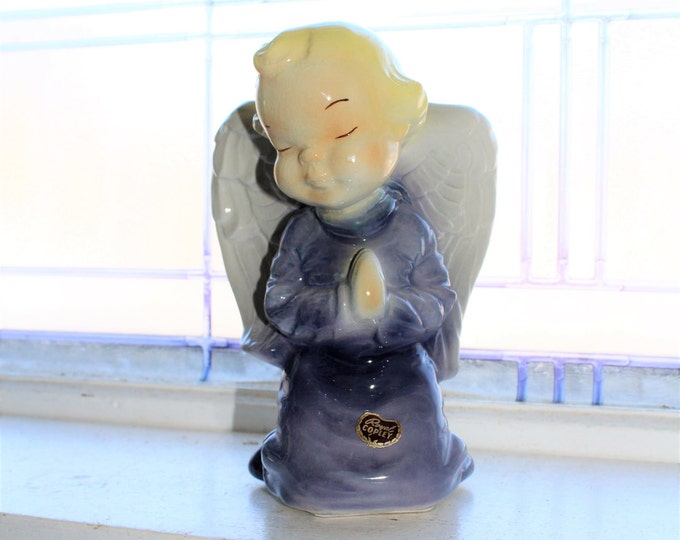 Royal Copley Blue Angel Planter Wall Pocket Vintage 1950s