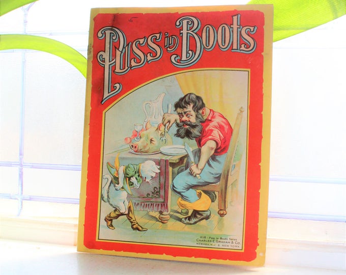 Antique Children's Book Puss In Boots Victorian Early 1900s