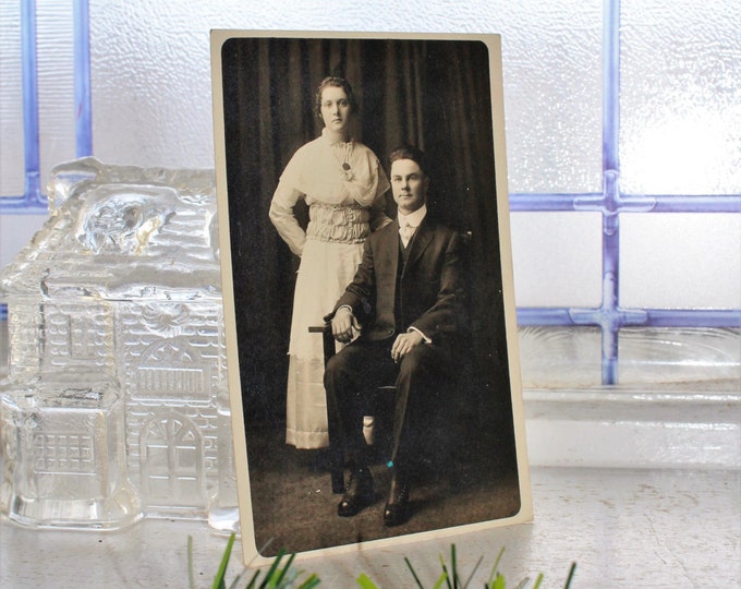 Antique Photograph Postcard Man and Woman