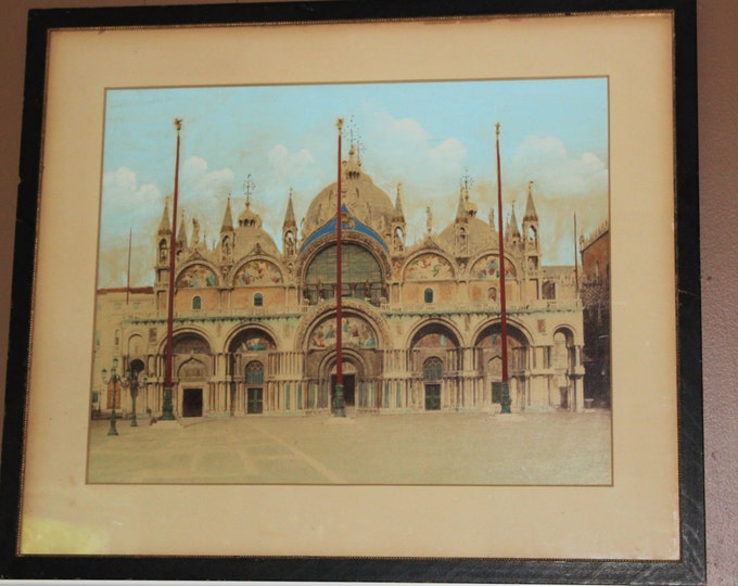 Huge Hand Colored Photograph St. Mark's Cathedral Venice Antique Albumen Paolo Salviati