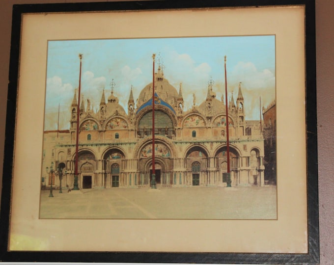 Huge Hand Colored Photograph St. Mark's Cathedral Venice Antique Albumen Paolo Salviati