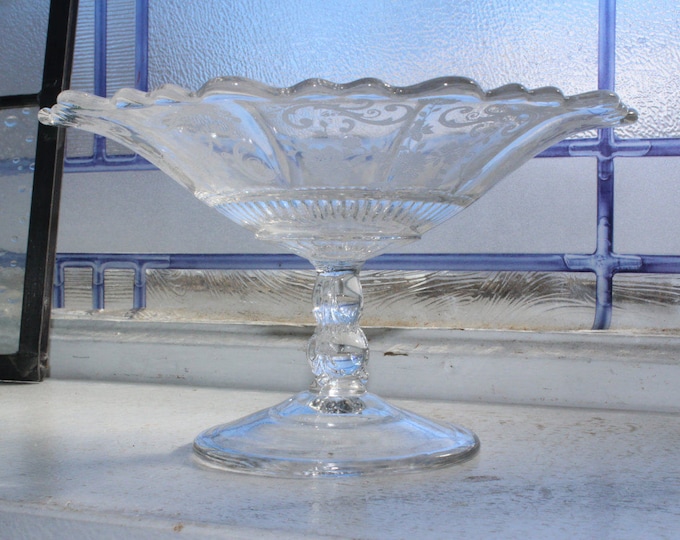 Fostoria Meadow Rose Comport Elegant Glass