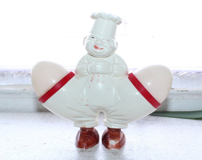 Vintage Salt and Pepper Shakers with Chef Holder 1930s Germany