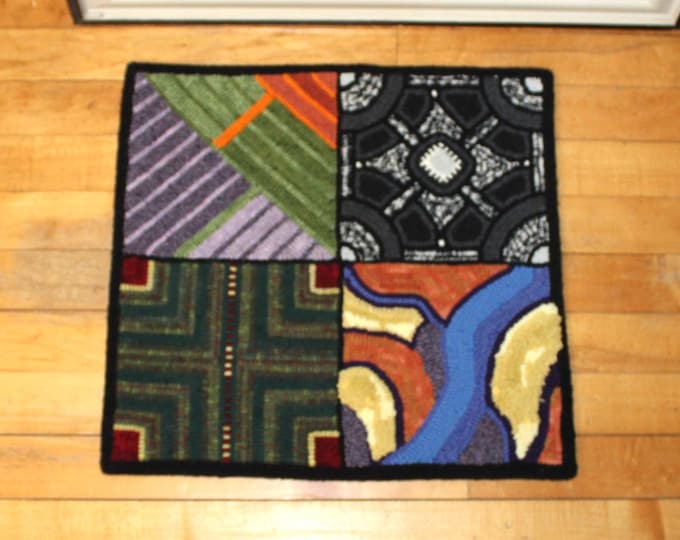Vintage Hooked Rug Table Mat Wall Hanging Quilt Pattern Begin the Begin