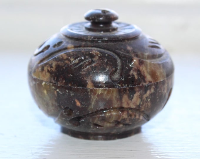 Vintage Hand Carved Soapstone Trinket Box