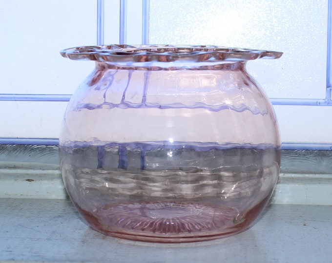 Pink Depression Glass Vase Jar Old Colony Vintage 1930s