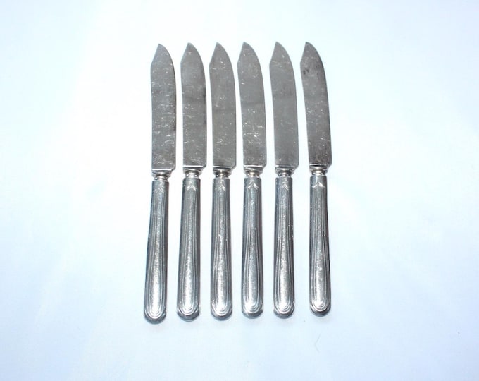 6 Antique Silverplate Fruit Knives Oneida Par Plate