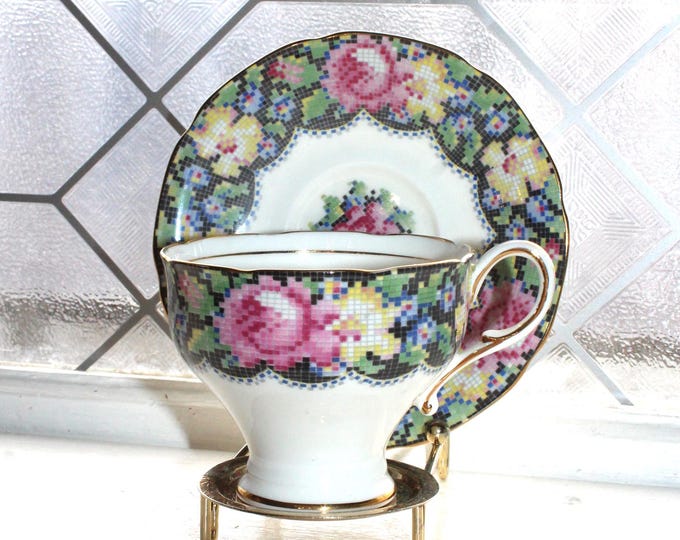 Paragon Gingham Rose Tea Cup and Saucer