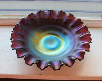 Northwood Amethyst Aurene Bowl Antique Iridescent Art Glass