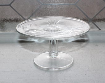 Small Vintage Glass Dessert Stand Pedestal Appetizer Stand