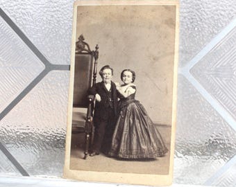 Antique Carte de Visite Photo of General Tom Thumb & Wife Circus Midget