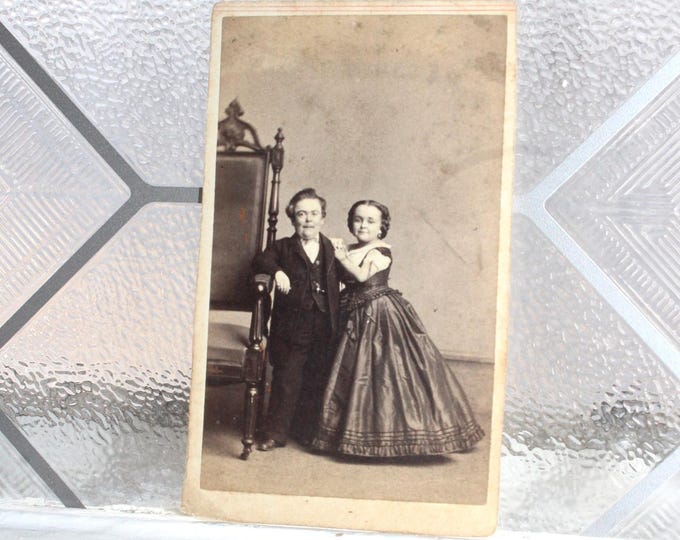 Antique Carte de Visite Photo of General Tom Thumb & Wife Circus Midget